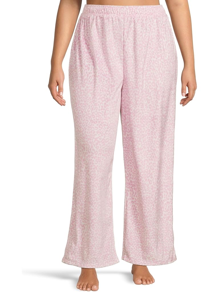 Animal Print Karen Neuburger Plus Minky Fleece Long Sleeve Notch Top & Long Pants Set