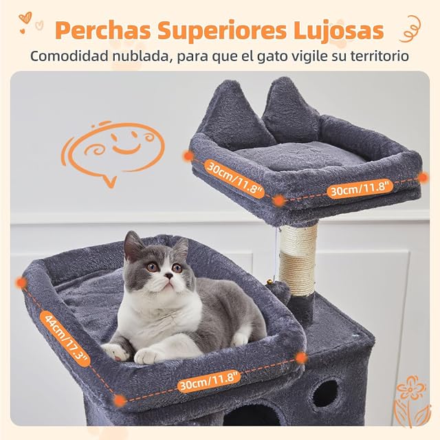 Foto 5 de 8 de Taoqimiao Rascador para Gatos 180cm, Árbol para Gatos Grandes, 8 Postes de Sisal para Arañar, Panel Rascador