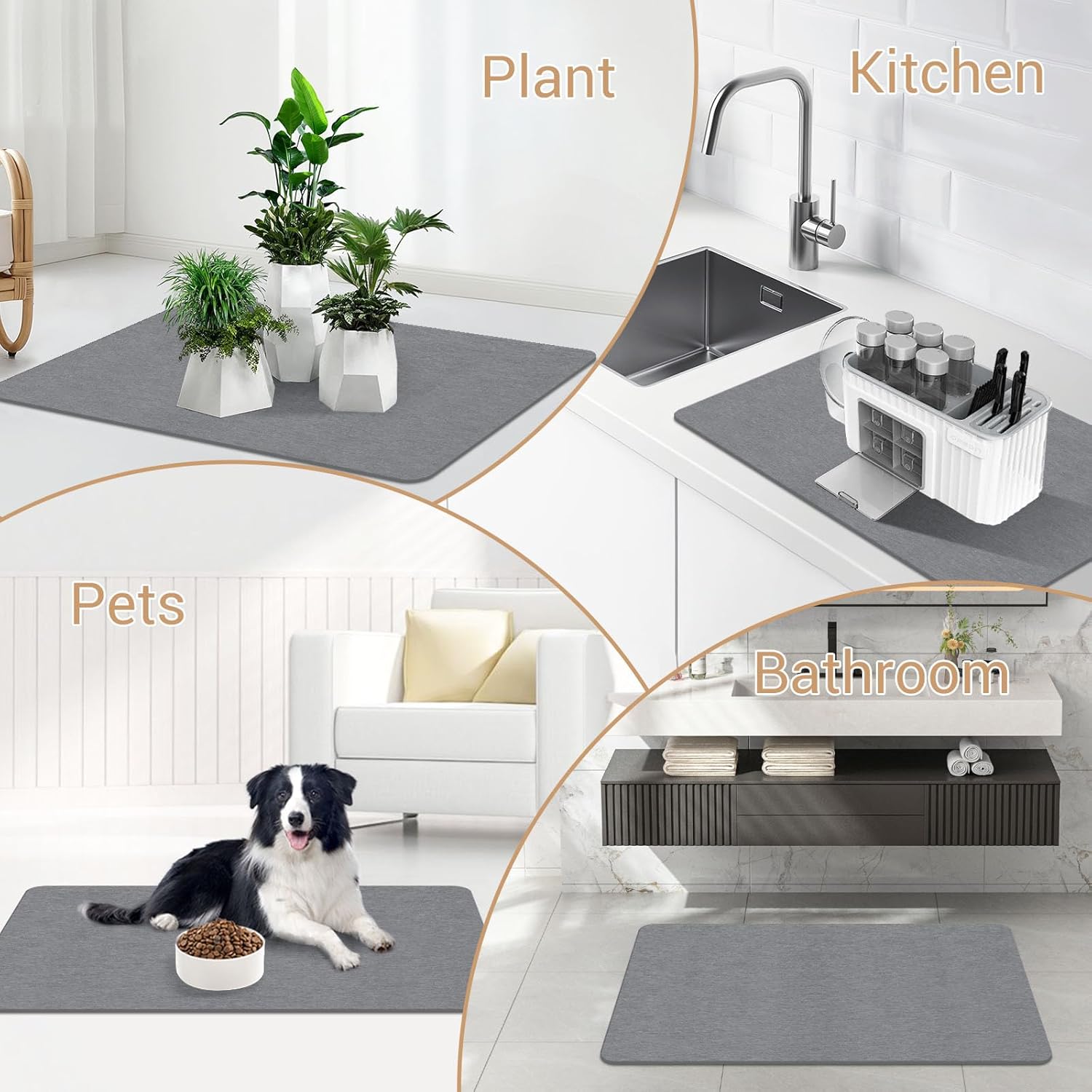 Extra Large Stone Bath Mat, 32''x20'' Non-Slip Diatomaceous Earth Stone Bath Mat, Super Absorbent Quick Drying for Bathroom/Kitchen, Easy to Clean - Image 6