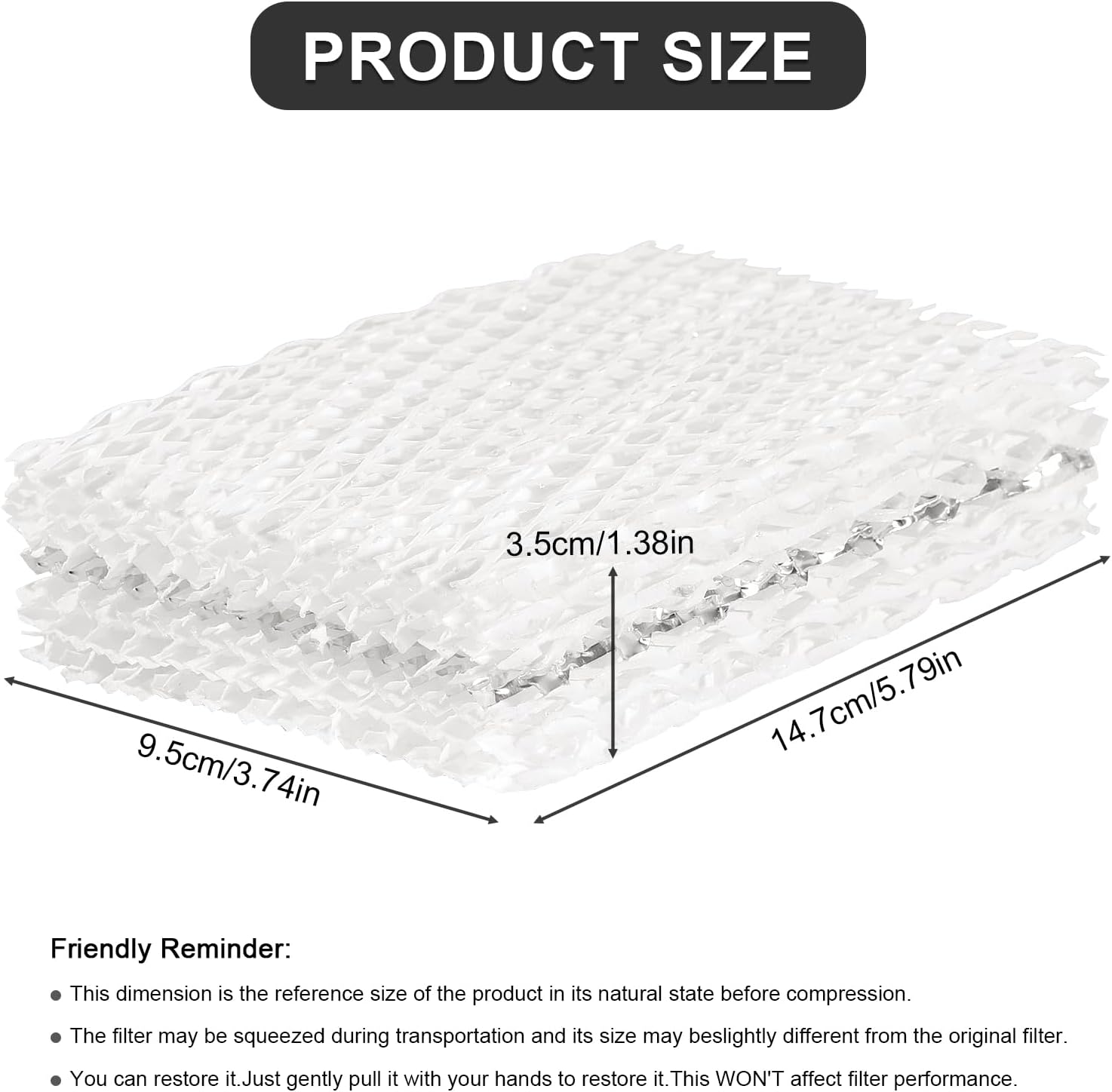Wf813 Humidifier Filters Replacement Humidifier Wick Filters Compatible with Equate Eqwf813 Eq-2119-Ul ReliOn RCM-832 RCM-832N ProCare PCCM-832N PCWF813 Cool Moisture Humidifier, 3Pack