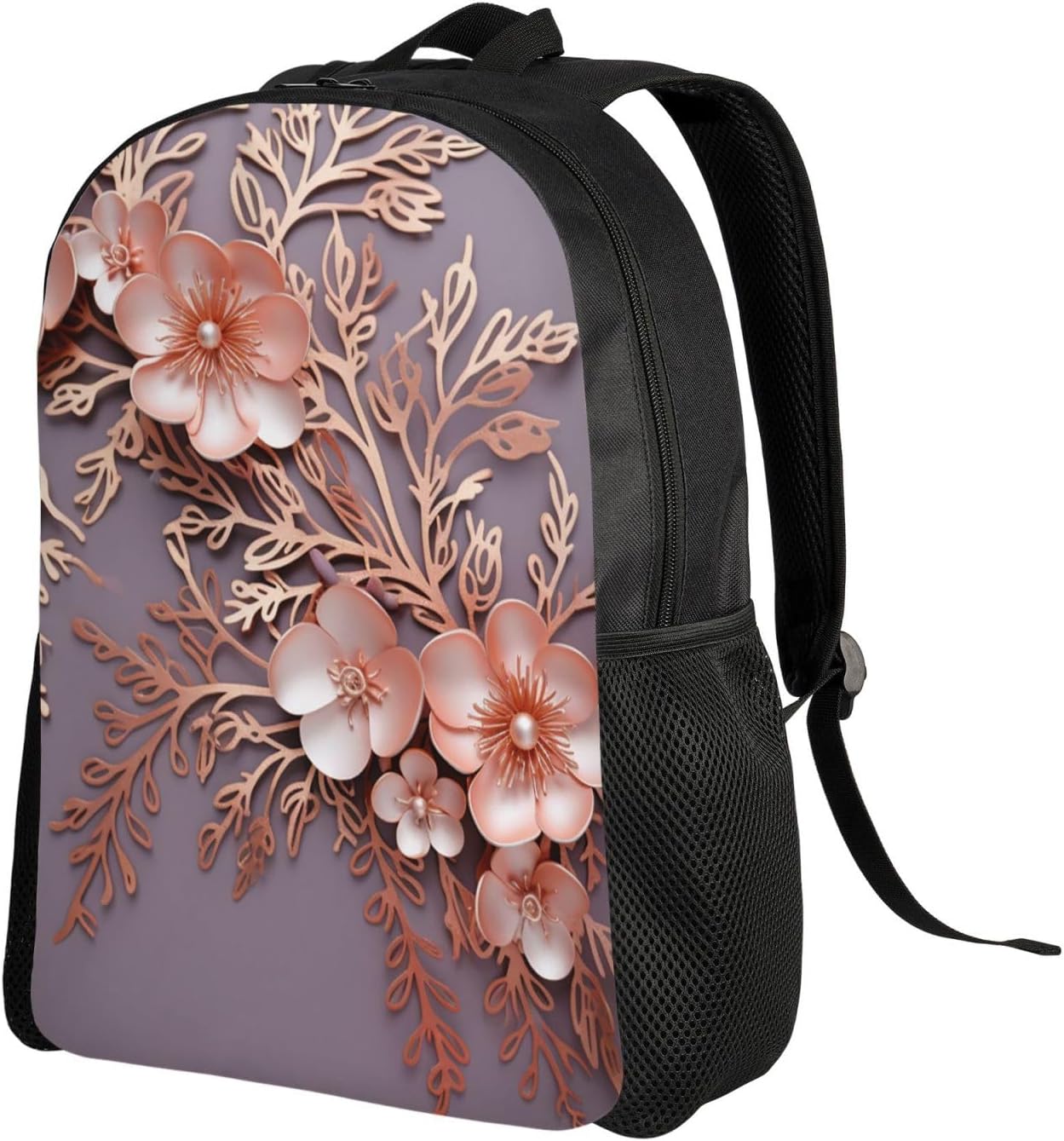 Elegant Decorative Floral Laptop Backpack for Men Women College Backpacks Water-resistant Lightweight Travel Bag Business Rucksack Large Capacity Hiking Daypack Bookbag Gift image 2