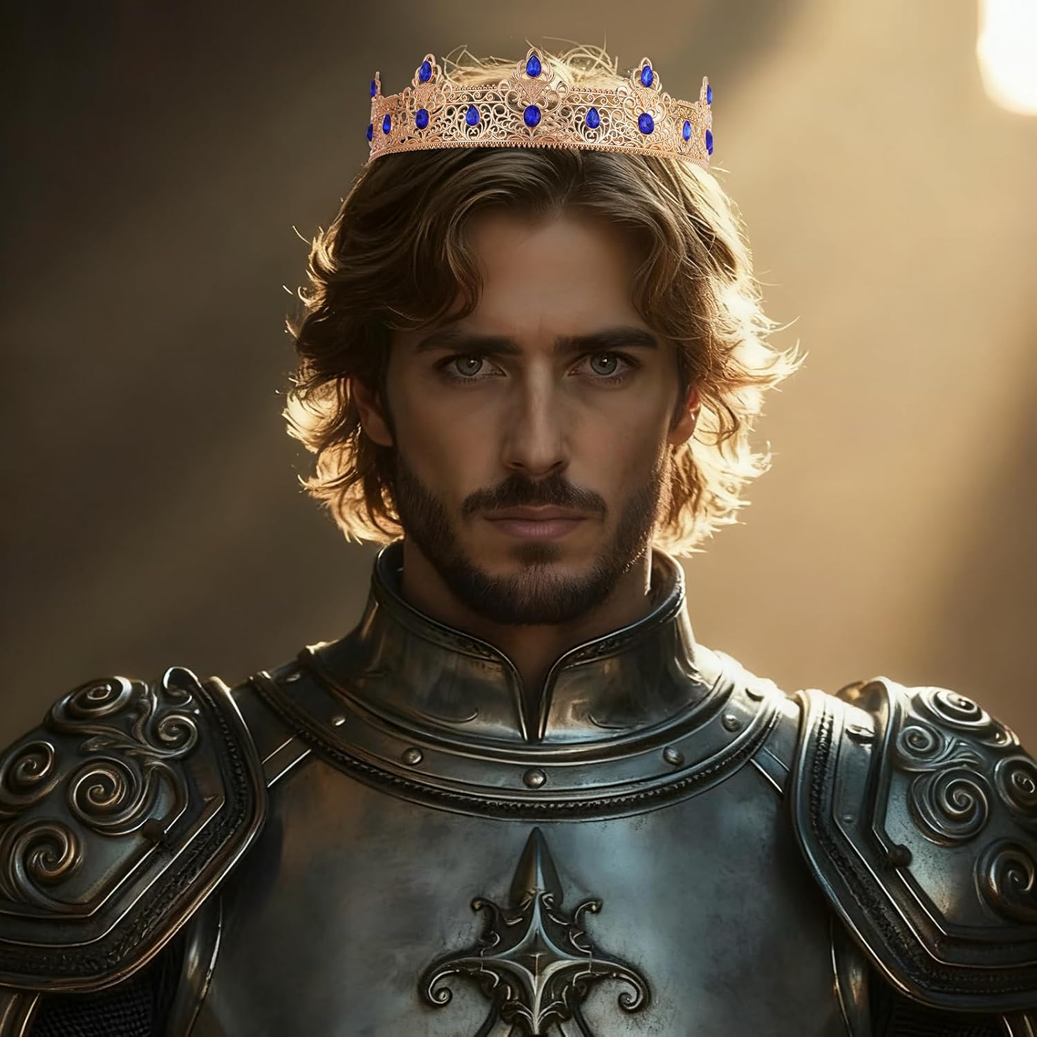 Blue King Crown for Men Decoration for Birthday Prom Party Costume Wedding Halloween Father's Day Gift for Men Father Husband Friend