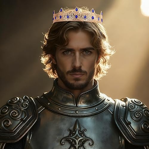 Miniatura 6 de Corona de rey azul para hombre, decoración para cumpleaños, graduación, fiesta, disfraz, boda, Halloween, día del padre, regalo para hombres, padre,