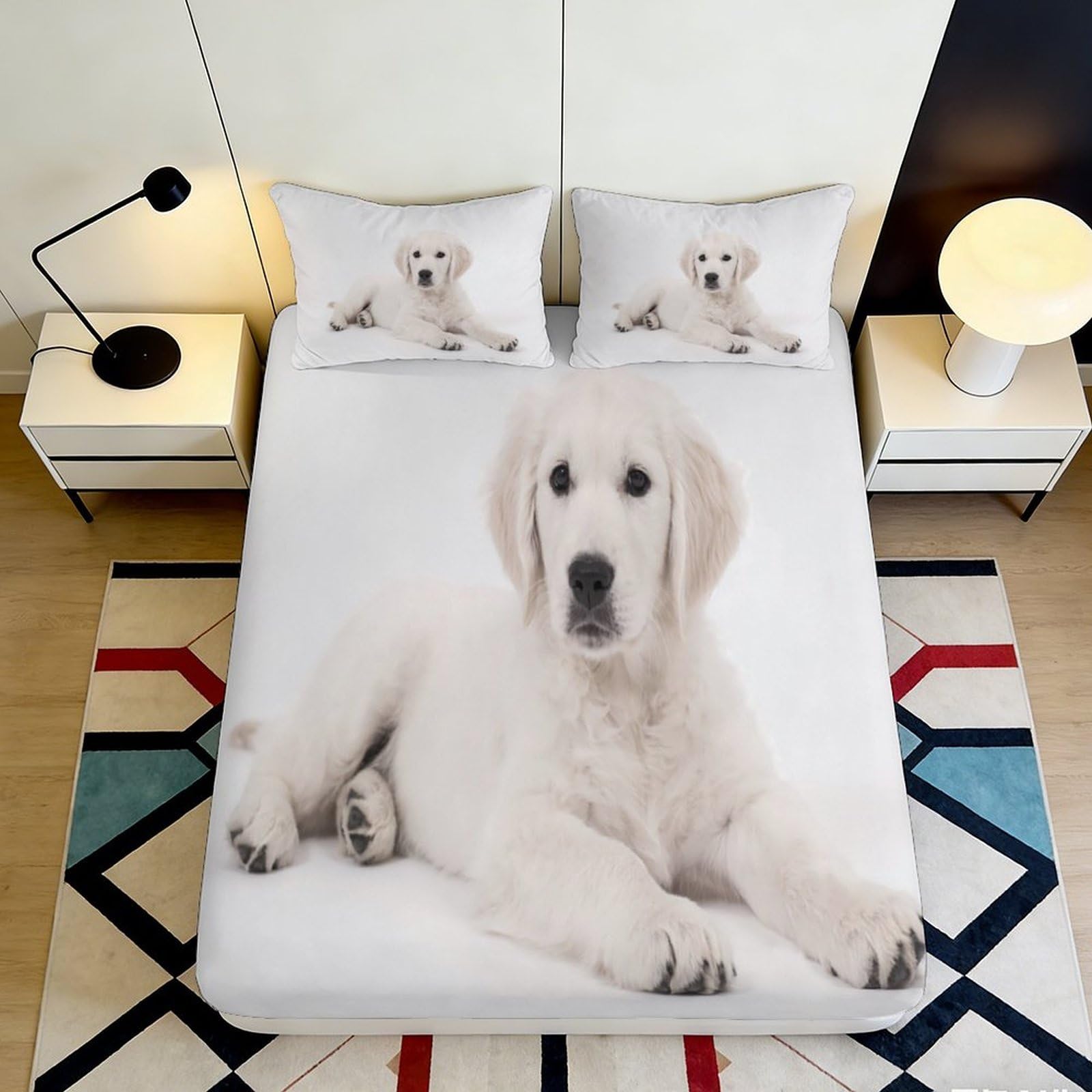 Pnayamiorkfel Style-3 3D Printed Golden Retriever Dog Fitted Sheet Microfiber Soft Anti-Slip Bed Cover For Bedroom Guestroom Decor Machine Washable 90X200x25cm