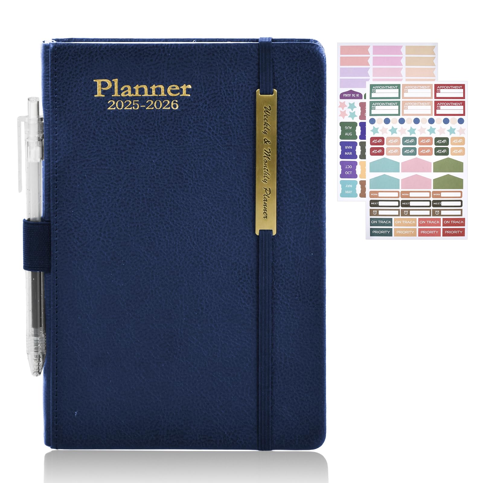 Agenda Diary Planner with Pen Holder, A5 Week to View Diary 5.5 * 8.1In, 18 Month Diary 2025-2026.6, with Monthly Tab