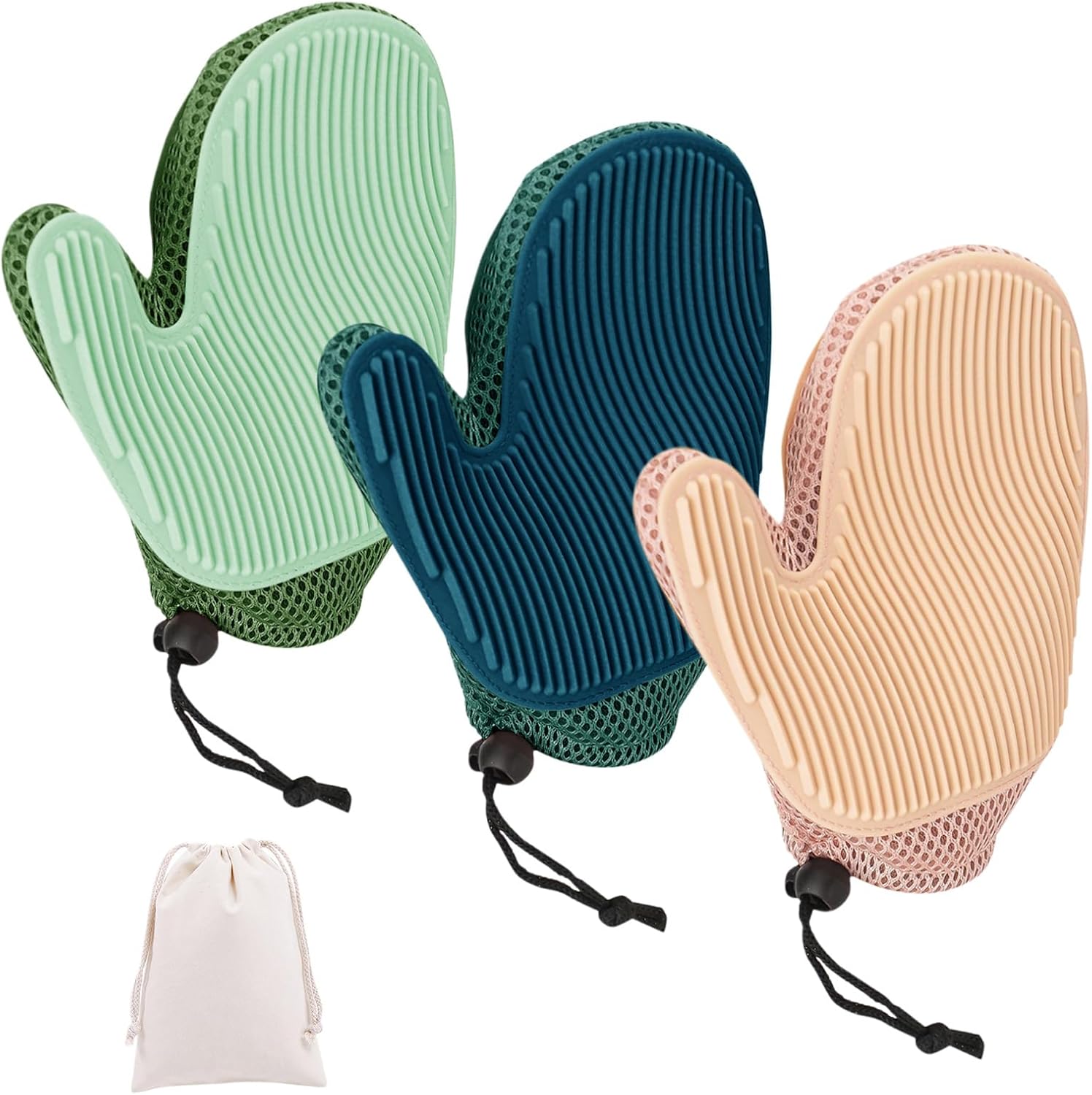 Dog Grooming Glove, Cat Hair Removal Mitt, Gentle Deshedding Massage Tool, 7.87 Inches Soft Silicone Brush, for Hamster, Kitten, Bunny, Puppy, Pet Bathing, Daily Care Use