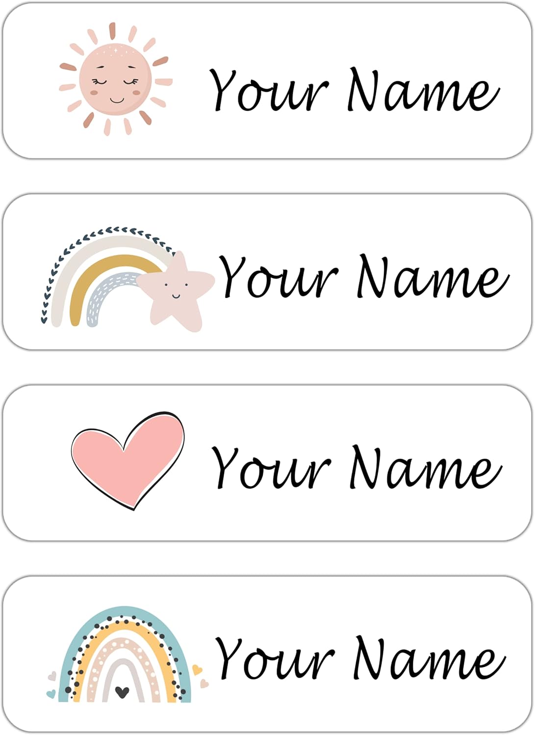 Custom Waterproof Dishwasher Safe Kid Name Labels for Daycare(128 Pack), Camp, School Supply, Baby Bottles, Lunch Boxes and Cups, Travel. Cute Personalized Design Name Stickers (Pattern 11)
