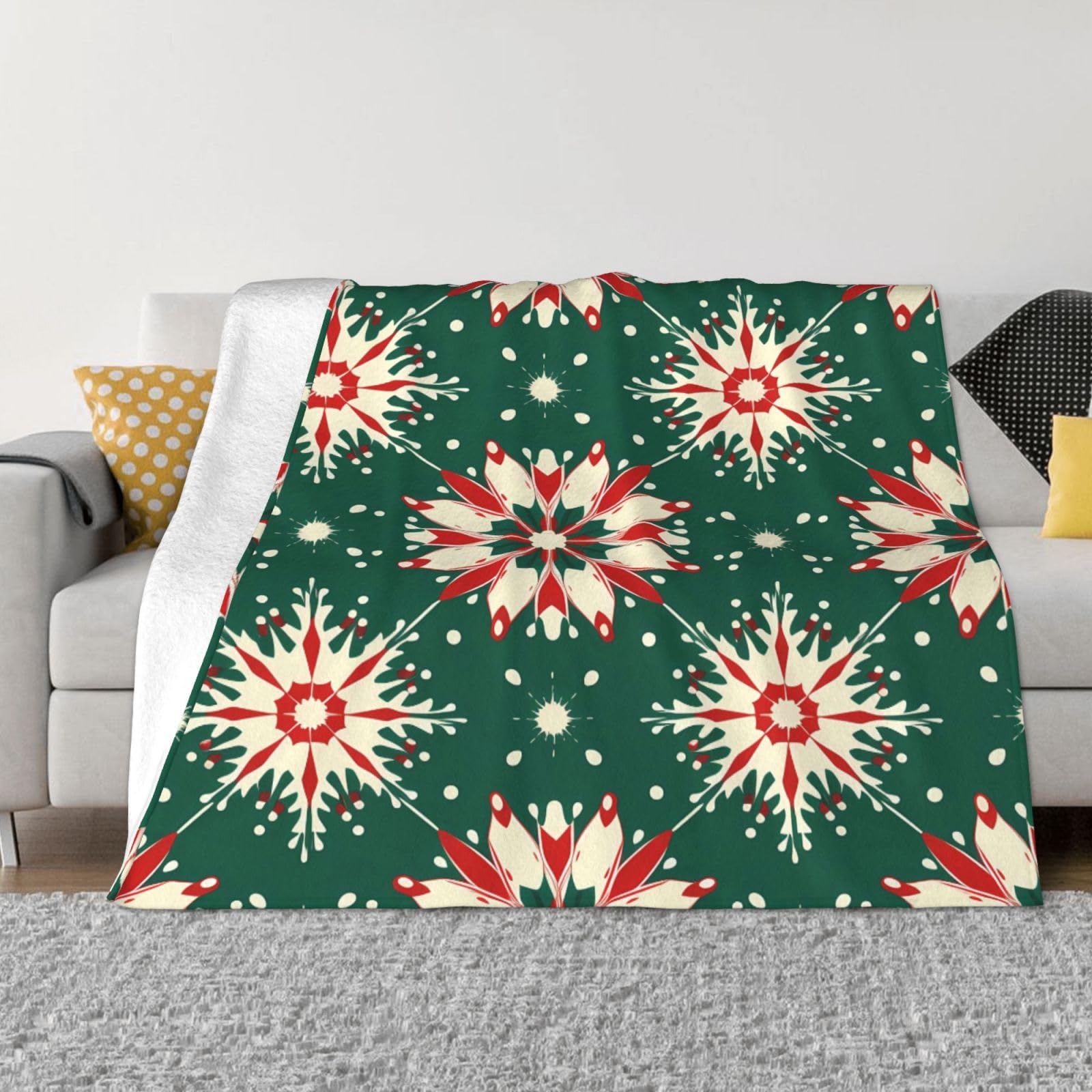 Couverture de Noël Mexpekil rouge et verte en flanelle douce pour lit et canapé 76x102 cm