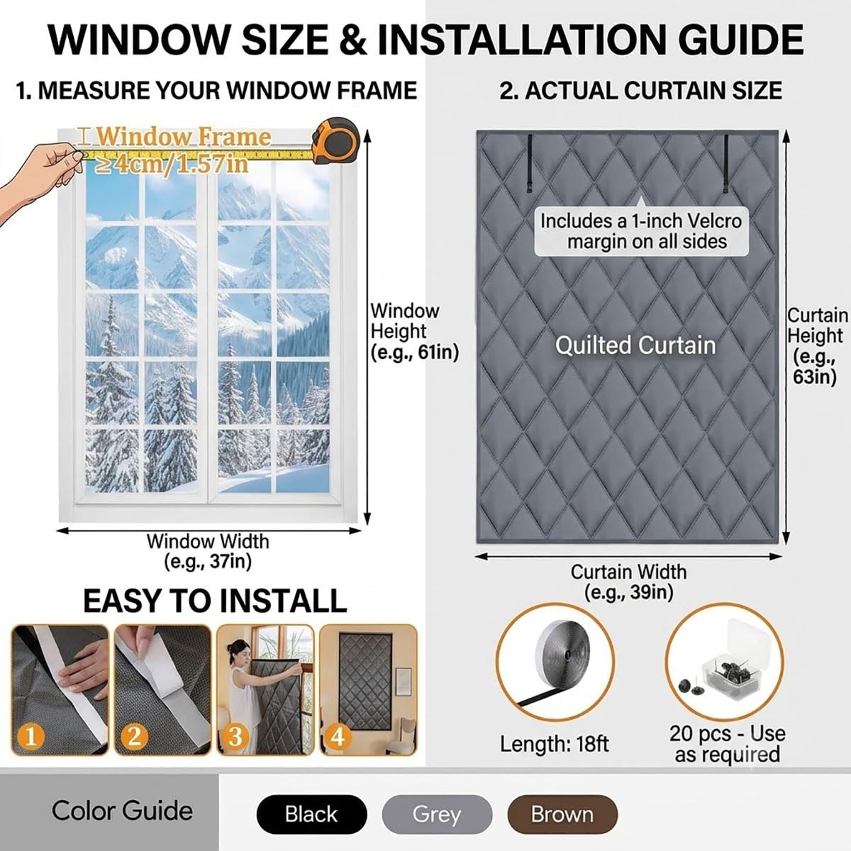 Kit d'isolation de Fenêtre pour l'hiver, Rideau Occultant Thermiques Hiver
