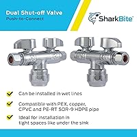 Vista 4 de SharkBite Válvula de bola de latón de un cuarto de vuelta de doble cierre, empuje de 1/2 pulgada para conectar x compresión de OD de 3/8 pulgadas x