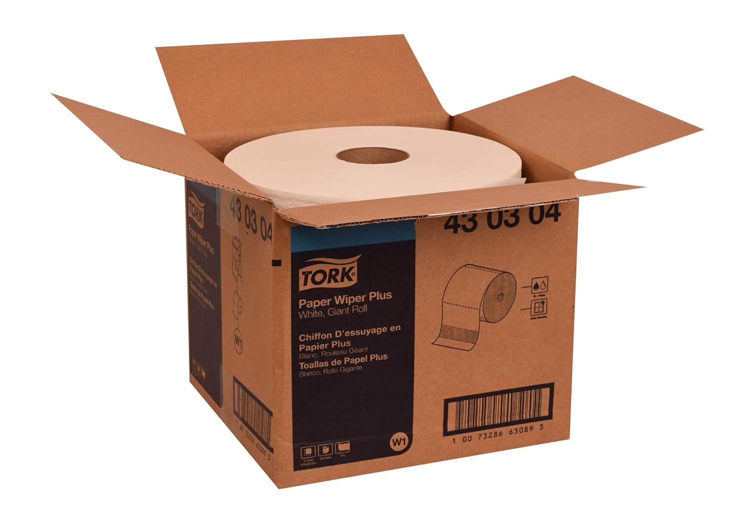 Tork Paper Wiper Plus White W1, Giant Roll, 1 x 800 Feet, 430304