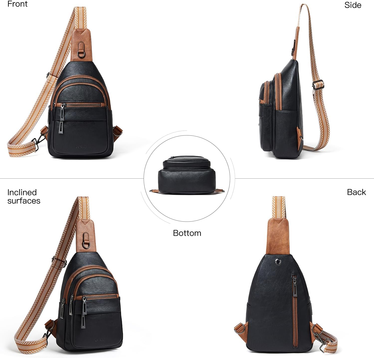 7L Sling Bag for Women Crossbody Bag Sling Purse Fanny Packs Vegan Leather Chest Bag Trendy Handbag Travel Anti Theft - Image 5