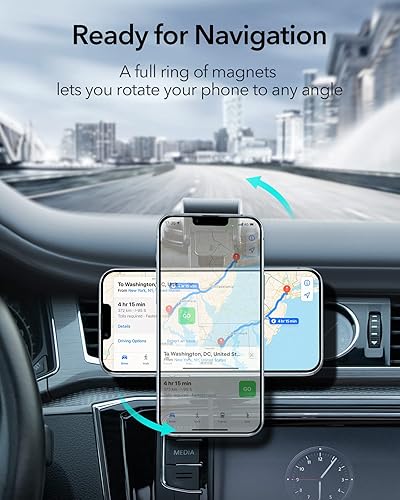 Miniatura 9 de ESR Funda magnética híbrida clásica y cargador magnético inalámbrico ESR HaloLock Dashboard, compatible con iPhone 14 y iPhone 13, compatible con