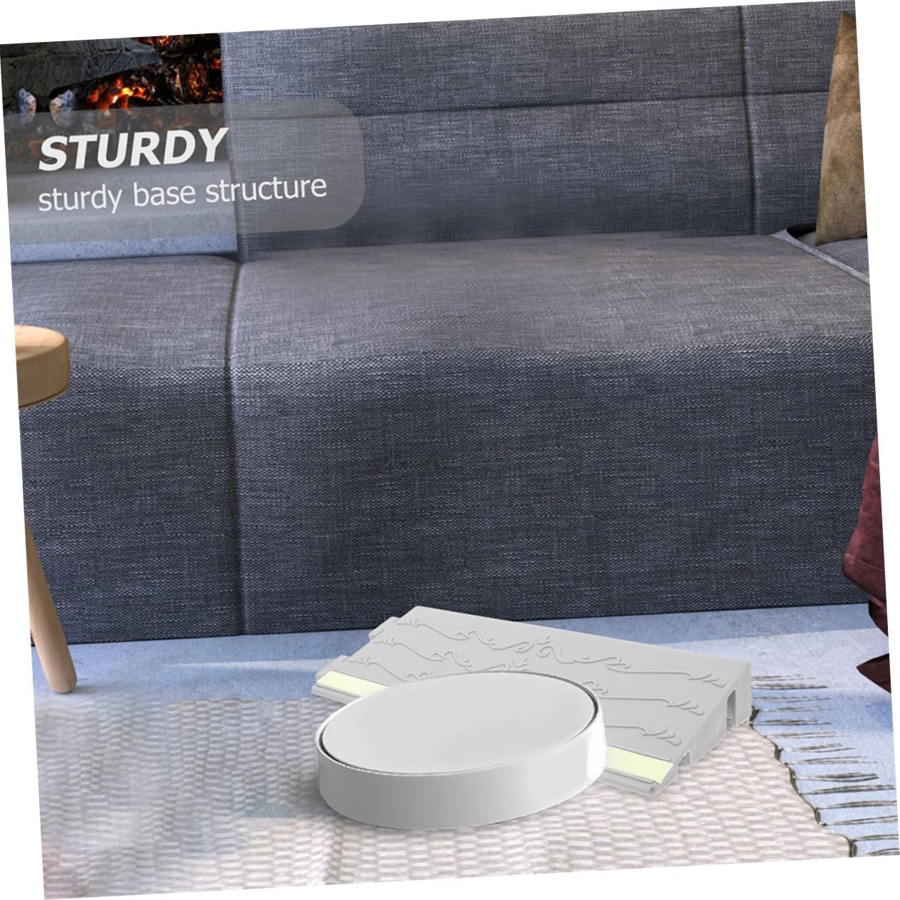 Gatuida Portable Angled Ramp Pad for Robot Vacuum Plastic Rise Ramp Mat for Home Steps Non-Slip Design Easy Installation for Doorways and Indoor Use Gray Fluorescent