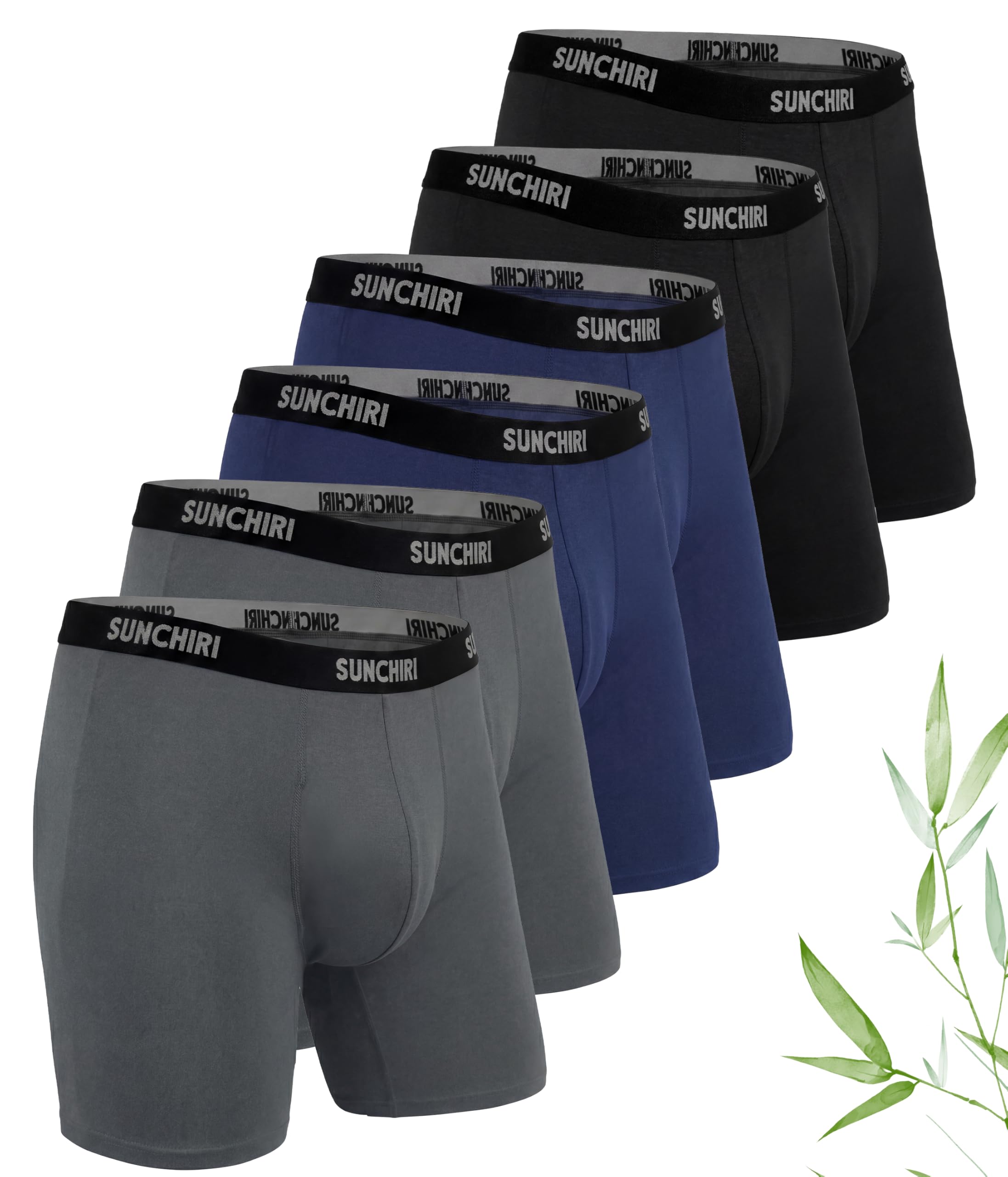 SUNCHIRI Bambus Boxershorts Herren 6er Pack, Lange Unterhosen Männer, Atmungsaktive, Ohne Kratzende Etiketten, Retro-Stilige Boxershorts für Sport und Alltag(M-3XL)