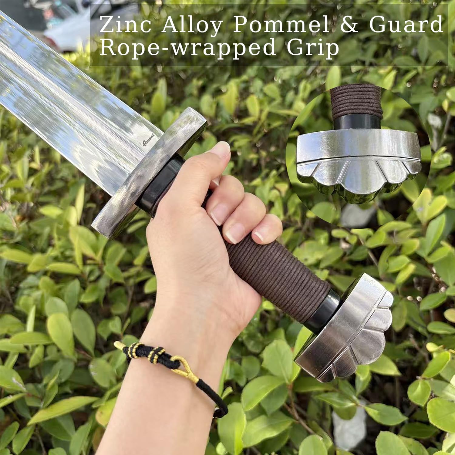 40" Medieval Brown Stainless Steel Sword with Scabbard for Collection, Display, Cosplay - Image 4