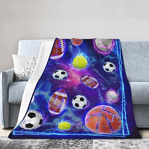 Miniatura 2 de jamie world Soccer Sports Throw Blanket Ultra Soft Cozy Plush Baseball Basketball Football Fleece Blankets Lightweight Fuzzy Stuff for Boys Girls