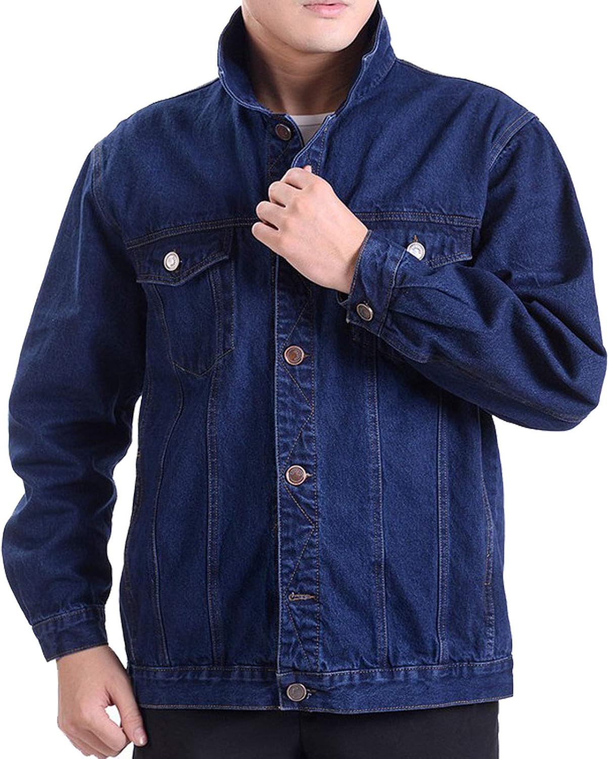 Flygo Men's Classic Unlined Denim Jacket Rugged Jean Trucker Outerwear