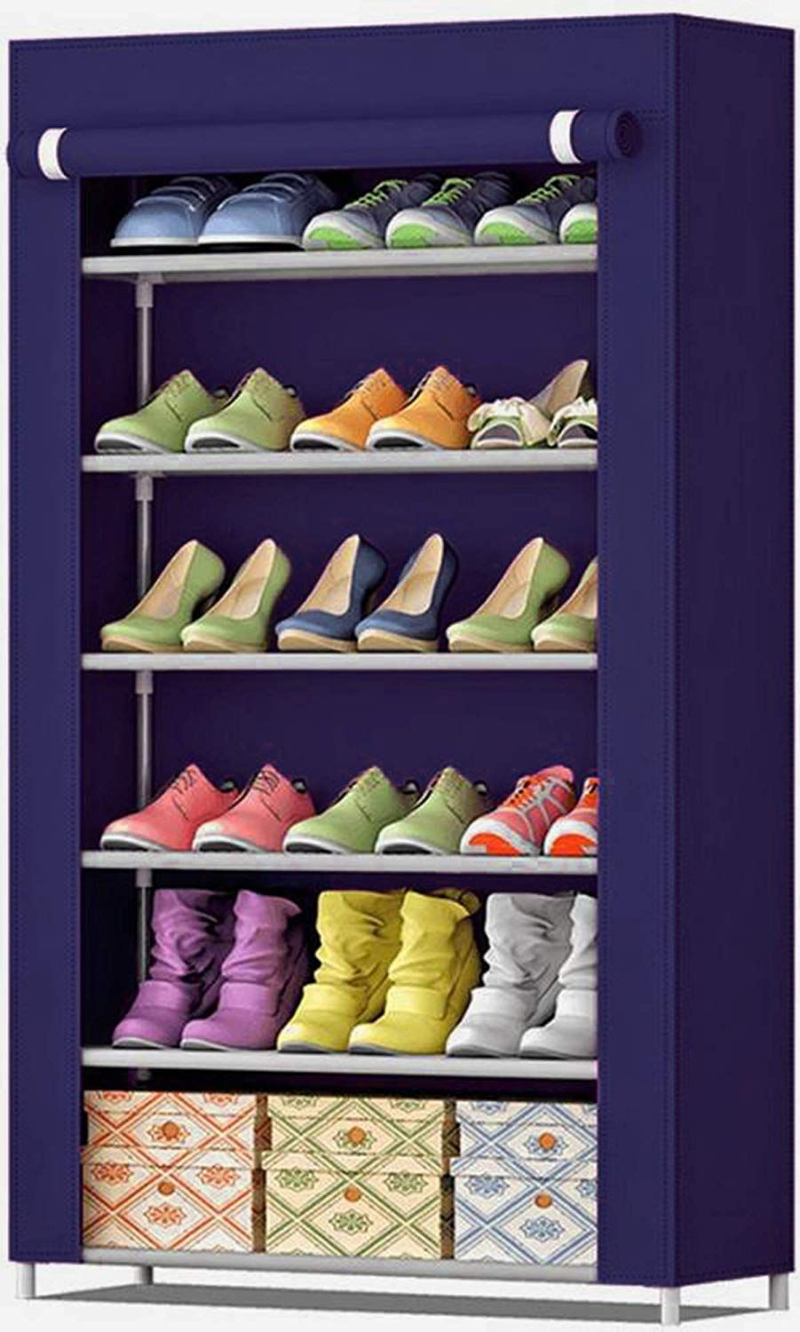 rack shoes online on Zemic 6 Layer Multipurpose Portable Folding Shoes Rack Shoes Shelf Shoes Cabinet With Wardrobe Cover Easy Installation Buy Online In Bahamas At Bahamas Desertcart Com Productid 167119950
