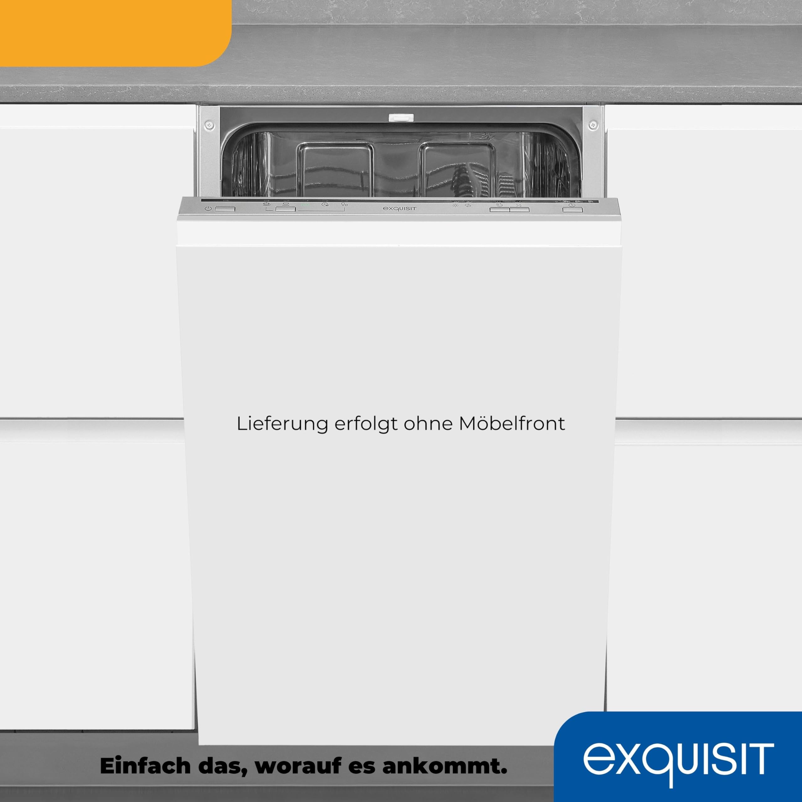 Exquisit EGSP1009-E-030E Einbaugeschirrspüler vollintegriert 45 cm 9 Maßgedecke silber Energieklasse E