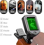 Guitar Tuner, Quick Release Rosewood Capo for Acoustic Guitar, Bass, Ukulele, Violin with 5Pcs Pick.
