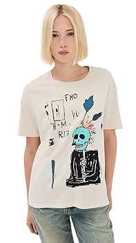 トップス PUNKGIRL L/S TEE R13 Women's Punk Sketch Relaxed Tee, Natural, Off White