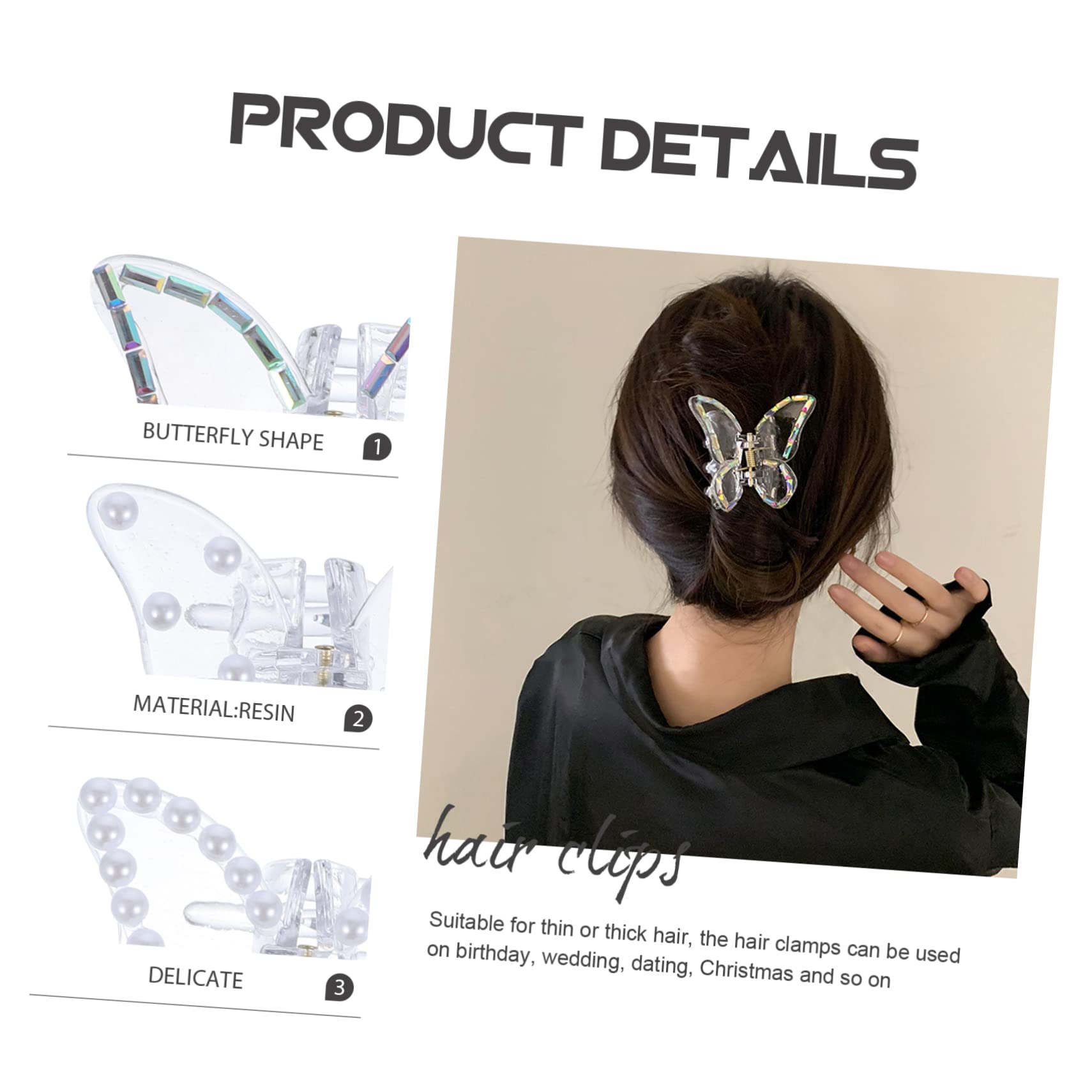 FRCOLOR 12 Pz Fermaglio per a farfalla con strass accessori per con perle donna fermaglio per di perle barrette forcine molletta fermagli per lunghi clip