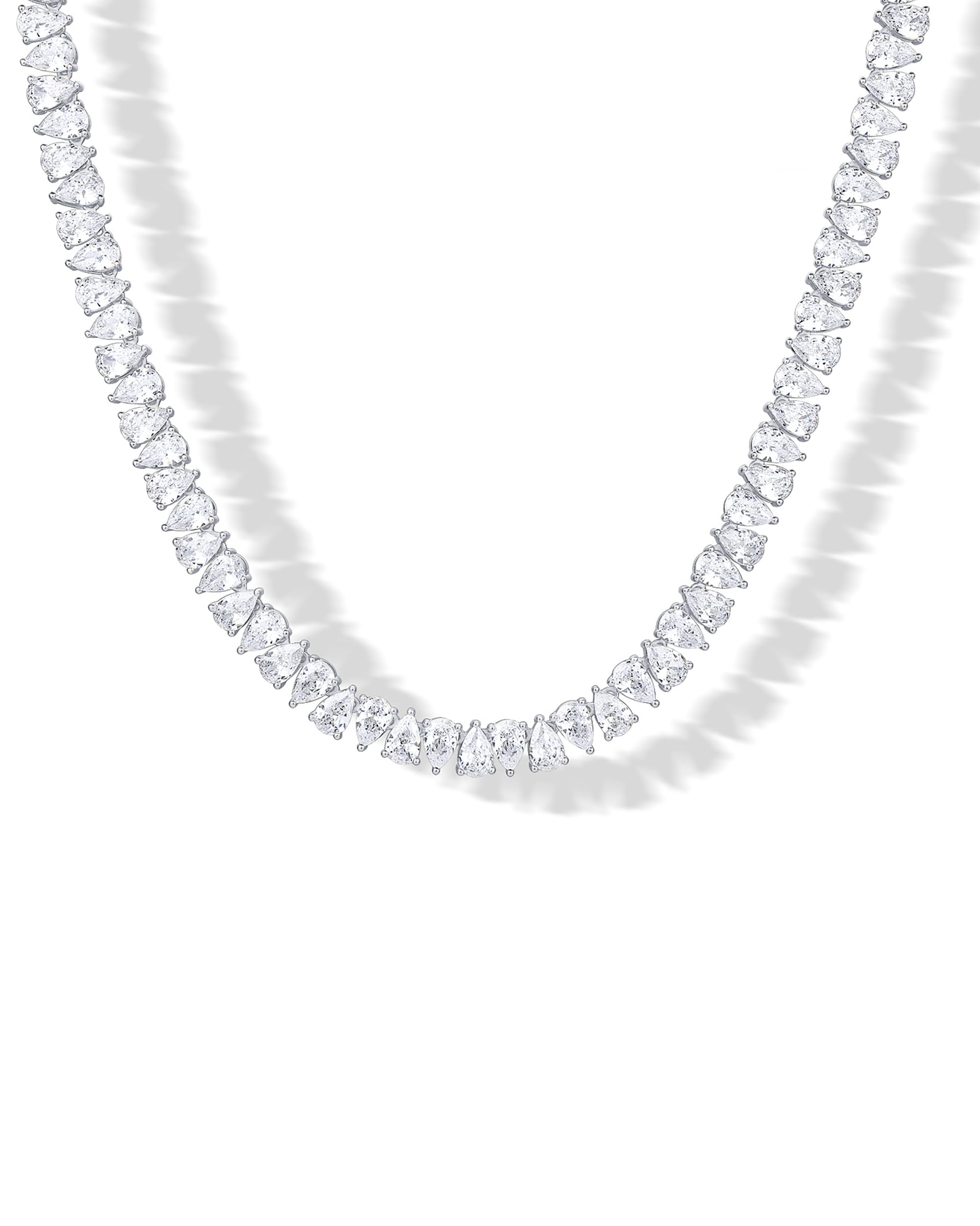 PAVOI 14K Gold Plated Simulated Diamond Tennis Necklaces for Women - Classic Tennis Chain - Timeless Station Round and Pear Cubic Zirconia Stones Choker Necklace