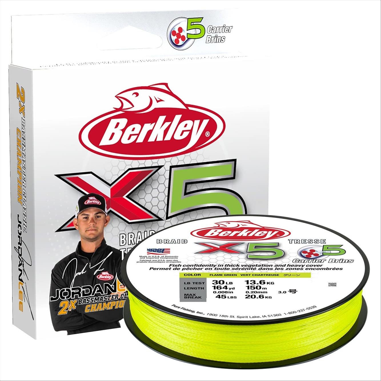 Berkley X9 Braid Fishing Line - Low-Vis Green, 0.40mm Diameter, High Strength & Sensitivity