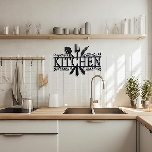 Miniatura 6 de OYEFLY Letreros rústicos de metal para decoración de cocina, decoración de pared de comedor de granja de campo (negro)