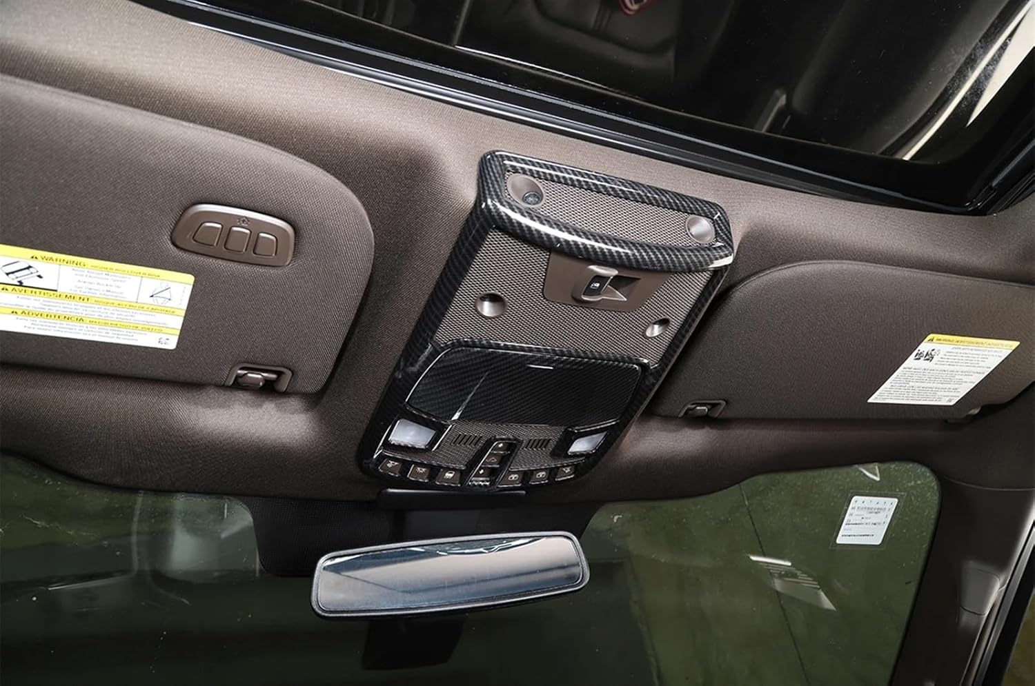 Reading Lamp Light Decoration Trim Cover Stickers for Fords F150 F-150 2015 2016 2017 2018 2019 2020 Car Interior Accessories ABS(Carbon Fiber Look)