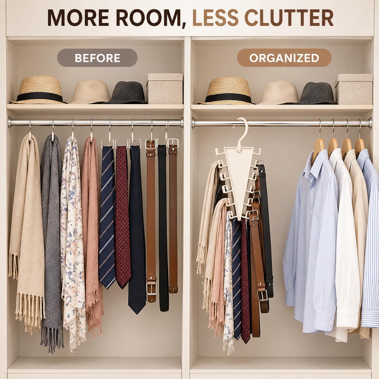 V Shaped Double Sided Hanger, 12 Hook Vertical Closet Organizer (10)