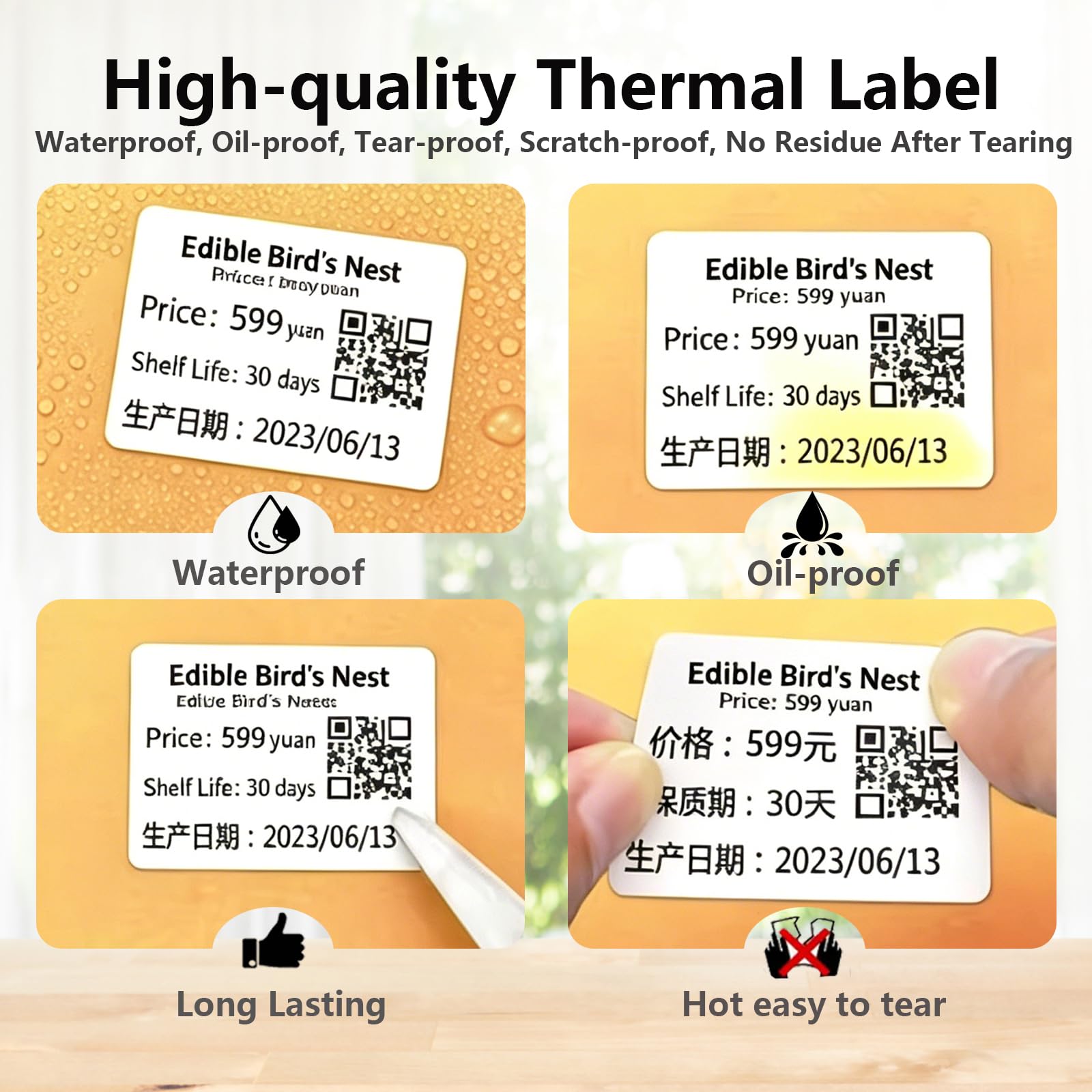 Etiquetas térmicas M110, etiquetas adhesivas térmicas de 1.57 x 1.18 pulgadas, 460 piezas de papel de etiqueta, etiqueta autoadhesiva cuadrada multiusos compatible con etiquetas de dirección M110/M221