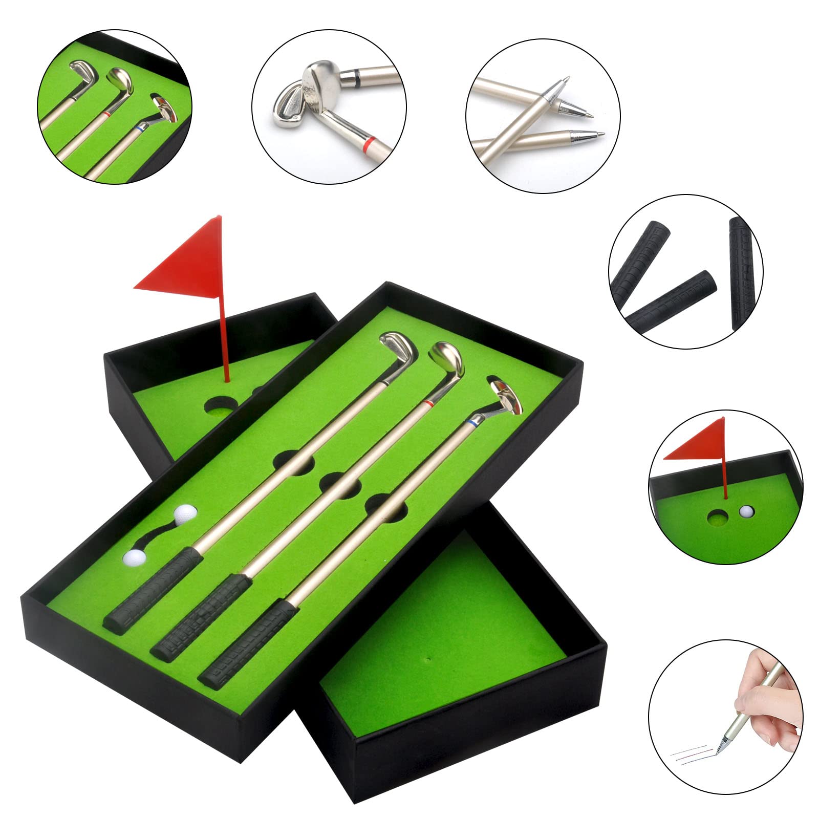 HENGBIRD Set di 3 Penne a Forma di Golf, Regali per Uomini