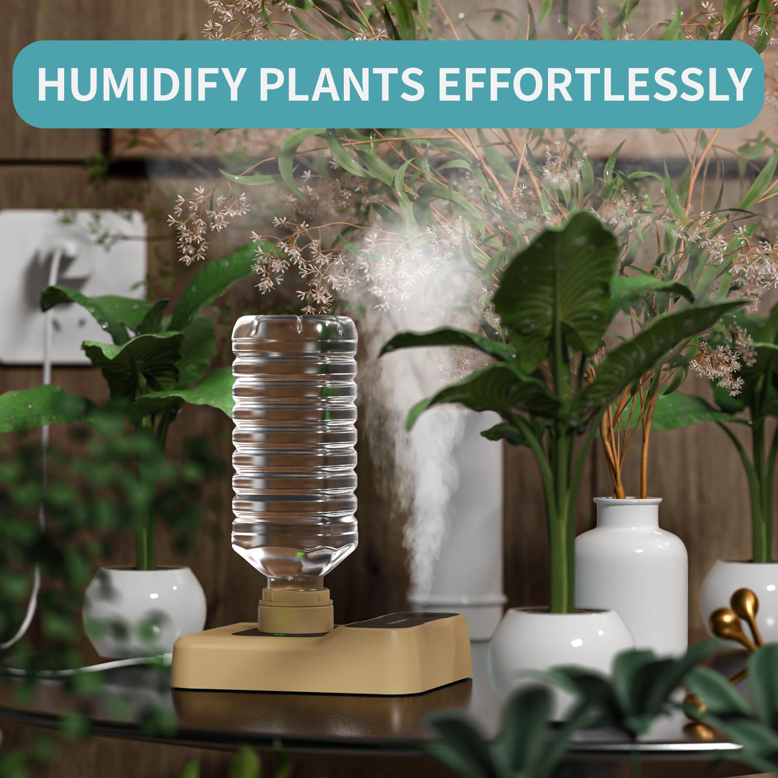 Humidificateurs portables pour voyage, petit humidificateur avec arrêt automatique, veilleuse et sac de rangement pour hôtel, chambre à coucher ou bureau, humidificateur de plantes d'intérieur