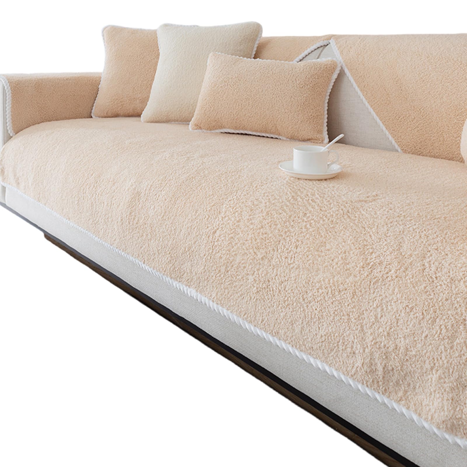 Coussin de canapé en peluche lisse lavable en machine de tailles variées