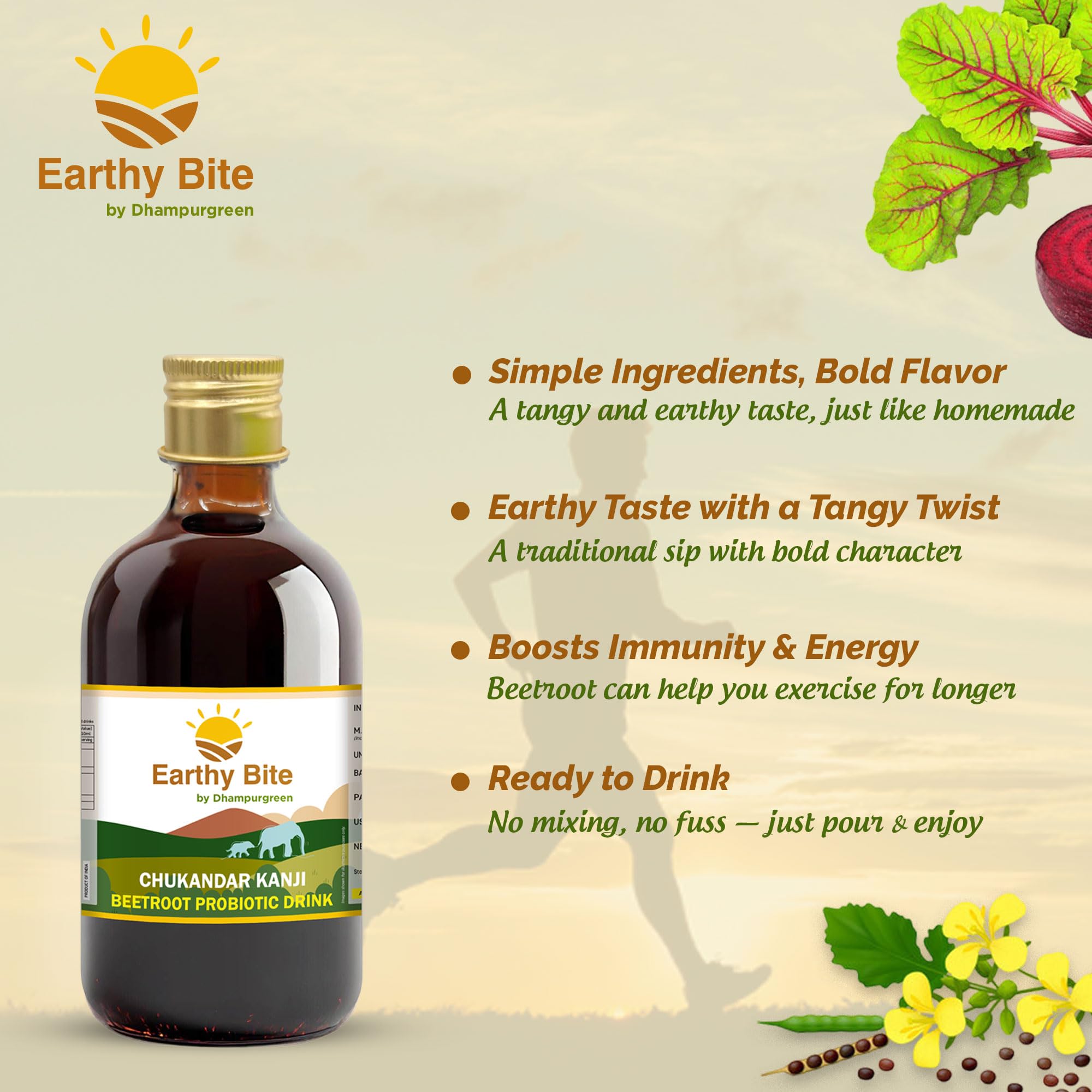 Earthy Bite Beetroot Kanji 250 ml | Authentic Indian Fermentation Spice Blend | Includes Coarse Mustard Seeds, Salt, Ginger Powder, and Chilli | Easy to Use for Perfect Kanji Fermentation - Image 4 thumbnail