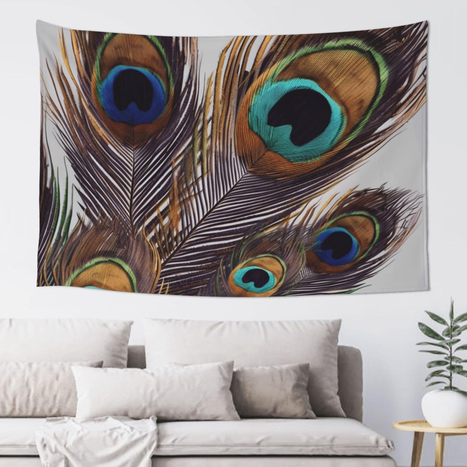 KTHSNSKL Peacock feather Tapestry Aesthetic Wall Hanging Tapestries 60'' x 40'' Boho Tapestries Vertical Wall Art Decorative Funny Vintage Poster Flag Tapestry for Bedroom Living Room Decor