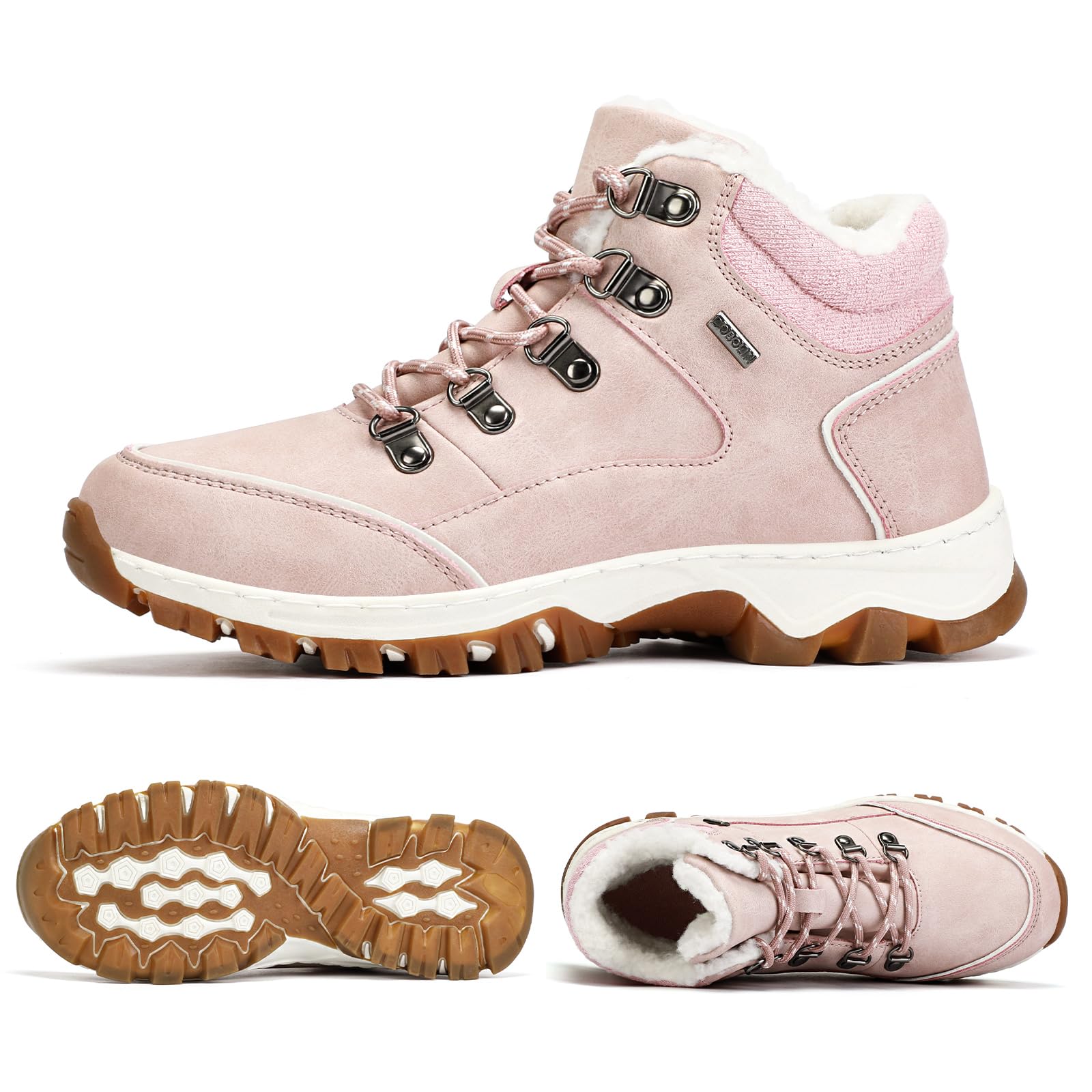 DOBOLIN Stivali Donna Inverno Scarpe da Neve Caldi Snow Boots Impermeabili Stivaletti Pelliccia Stringate Outdoor