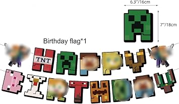 Miner Theme Party Decoration Set – Pixel Game Style Venue Setup Kit with Birthday Banner & Latex Balloons for Gaming Celebration & Home Backdrop Display