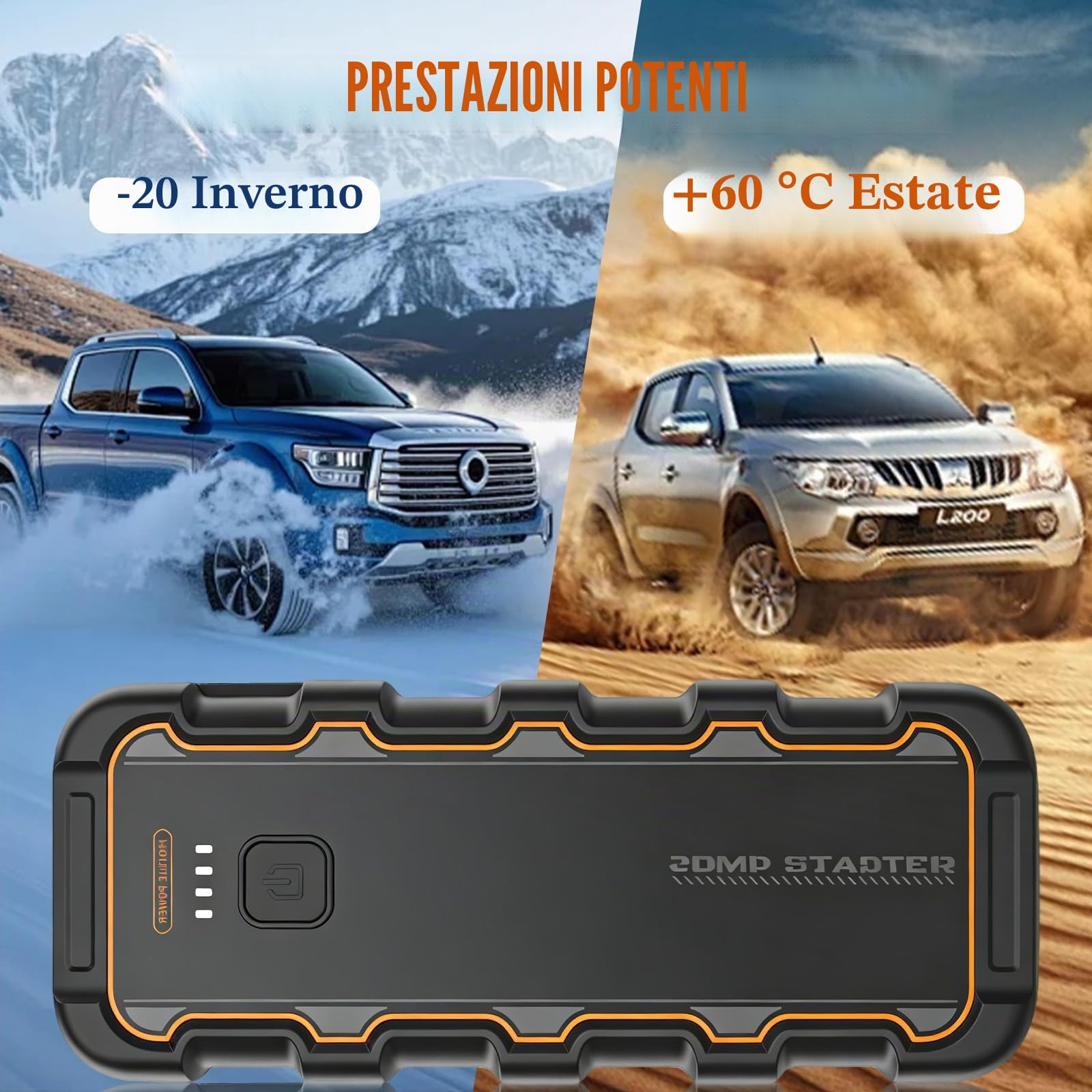 Avviatore Batteria Auto, 7000A Avviatore Emergenza per Auto/Moto, 12V Booster Avviamento Autos con Torcia a LED e Uscita USB Rapida (Fino a 6.0L Benzina o 3.0L Diesel) Emergenza Jump Starter