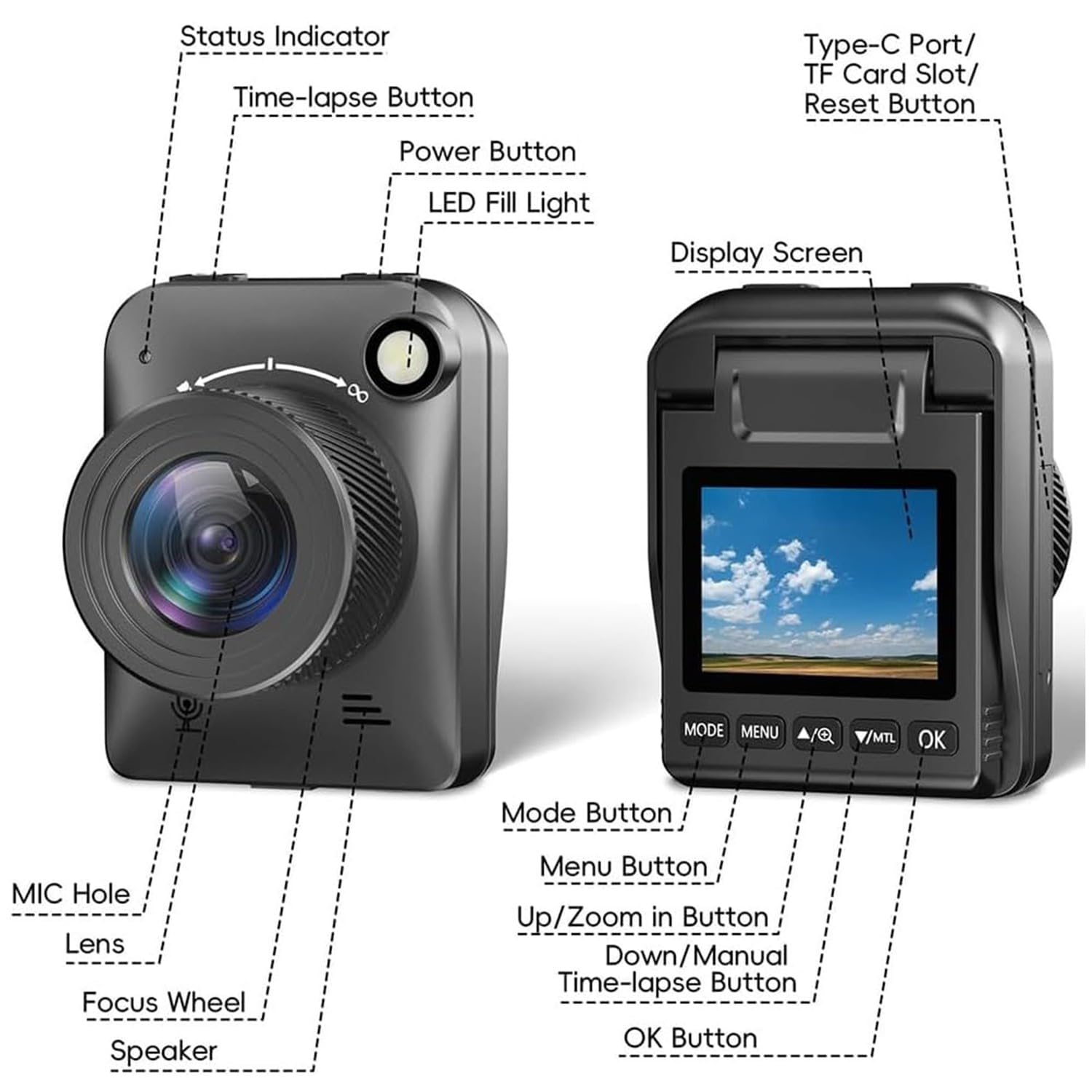 Zeitraffer Kamera, 4K FHD Time Lapse Kamera für Outdoor, IP66 wasserdicht, 180 Tage Aufnahme Time, Timelapse Camera für Baustellen, Pflanzen, Gartenarbeit, Kochen, Sonnenuntergänge (32GB)
