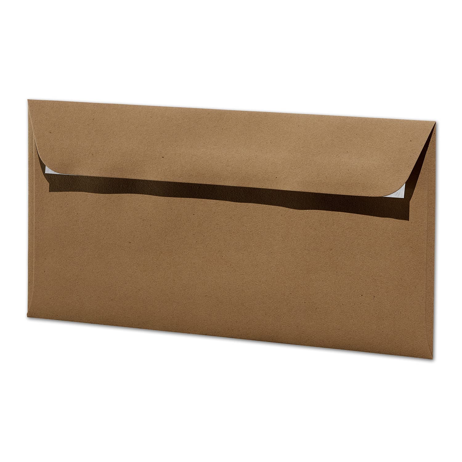 ARTOZ 200 buste per lettere, formato DIN lungo, colore: grocer kraft (carta kraft marrone scuro), 11,4 x 22,4 cm, con chiusura adesiva e striscia adesiva, serie Greenline