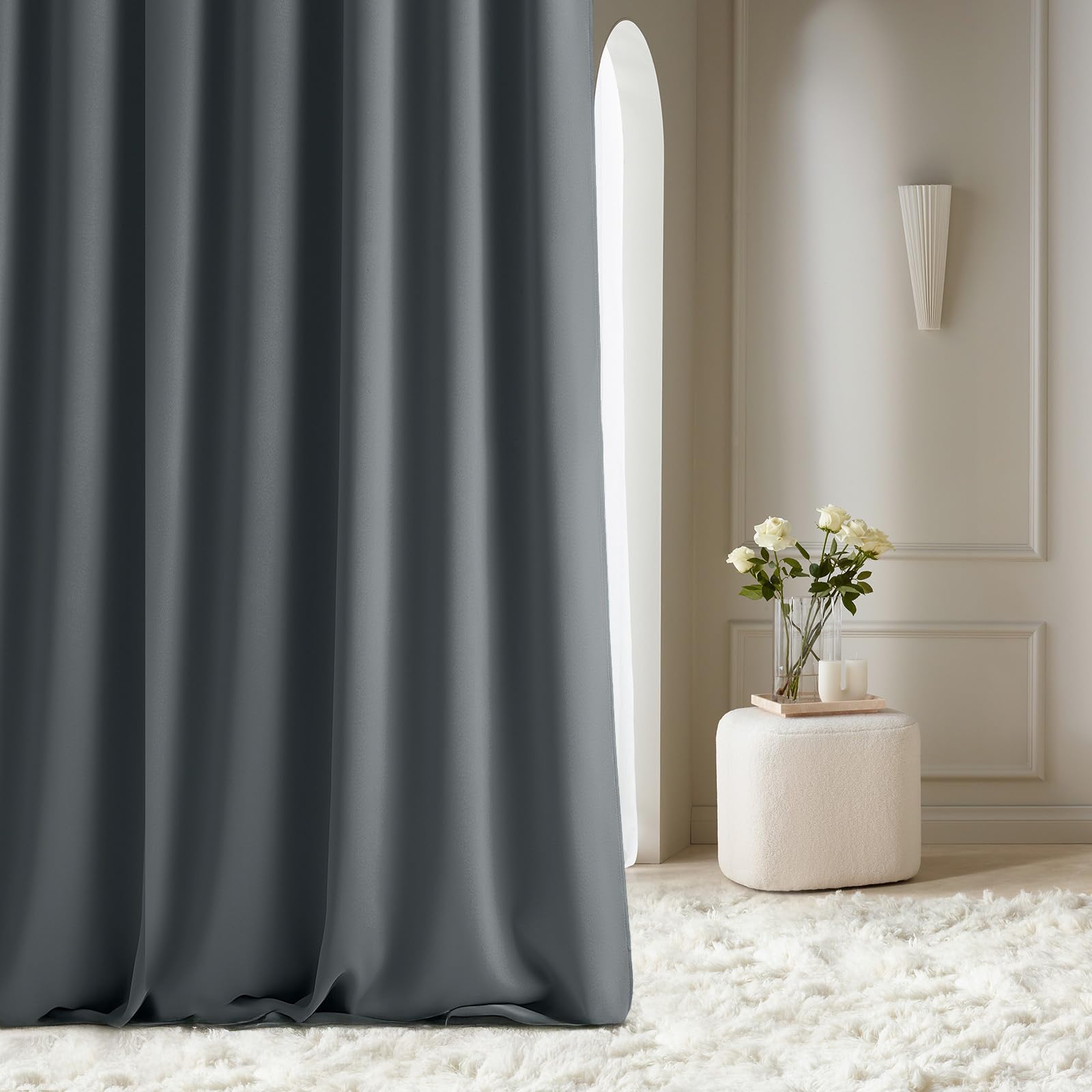 ROOM99 Cortina con Cinta fruncidora Aura 140 x 230 cm Ancho x Alto Cortinas correderas Moderna Cortina Salón Dormitorio Gris Oscuro 1 Pieza