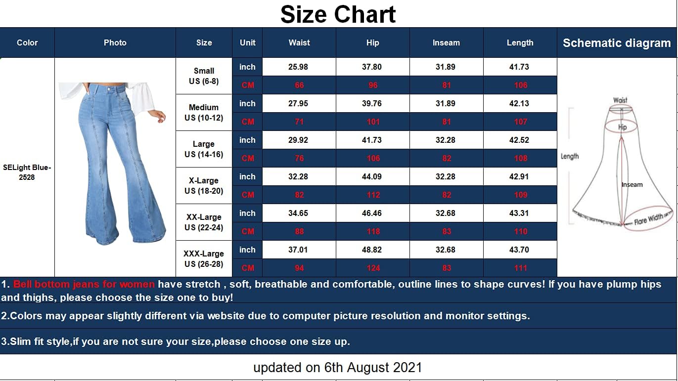 SeNight Women Bell Bottom Jeans Elastic Waist Ripped Flared Jean Destroyed Raw Hem Denim Pants - Image 3