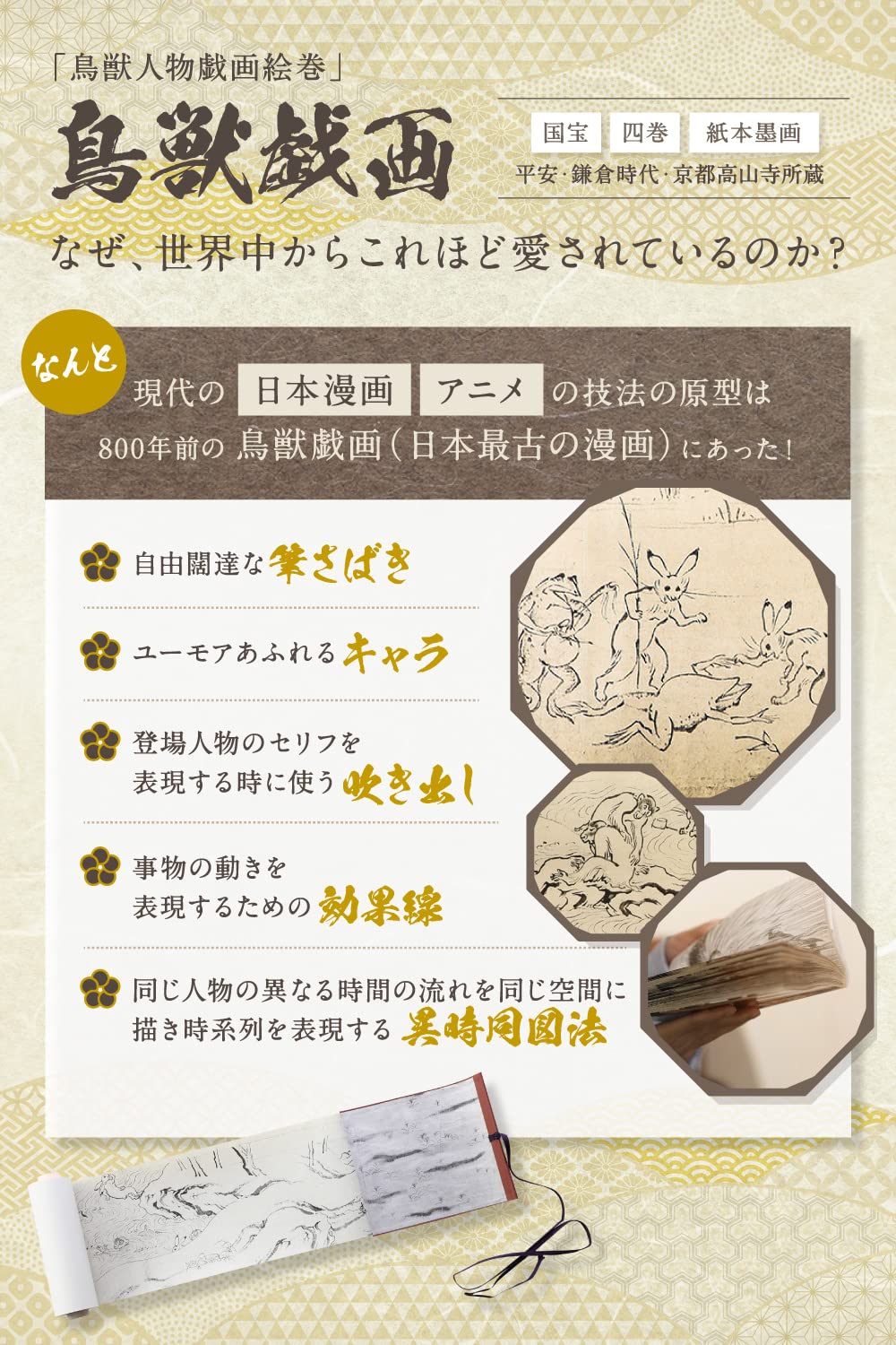 Amazon｜おもしろ博物館ショップ 鳥獣戯画 絵巻物 鳥獣人物戯画 絵巻物