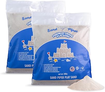 Sandpiper 2 Pack Multiuse Play Sand for Kids-25 Lbs Indoor Outdoor Silica Sand for Sandbox, Craft Table, Sensory Bin Filler, Building Beach Castles