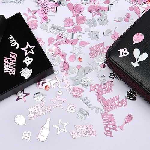 Miniatura 4 de OSDUE Confeti de feliz cumpleaños plateado de oro rosa de 1.06 oz, confeti de pastel de cumpleaños de 18 años, confeti metálico de papel de
