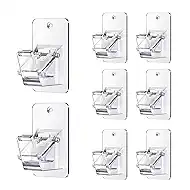 No Drill Curtain Rod Brackets, Universal Curtain Rod Holder, 8 Pack Self Adhesive Curtain Rod Bracket Heavy Duty 30 LB, Nail Free Curtain Rod Bracket for Bathroom, Bedroom, Livingroom, Transparent