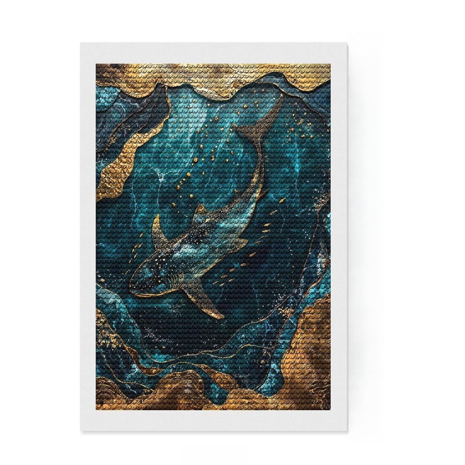 Junmoney Eternal Wanderer Kintsugi Art Round Drill Diamond Painting 8"x12", for Teens, Vintage Style Decor, Pleasing Wall Art Project, Festive Craft Gift
